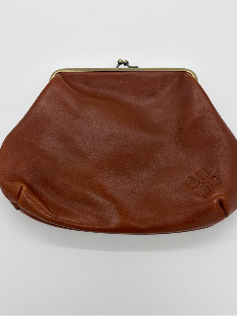 Patricia Nash Chestnut Kiss-Lock Leather Clutch